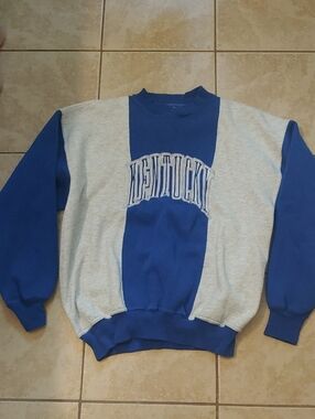 Vintage Kentucky Sweatshirt Blue and Gray Colorblock Crewneck Sweater Unisex L
